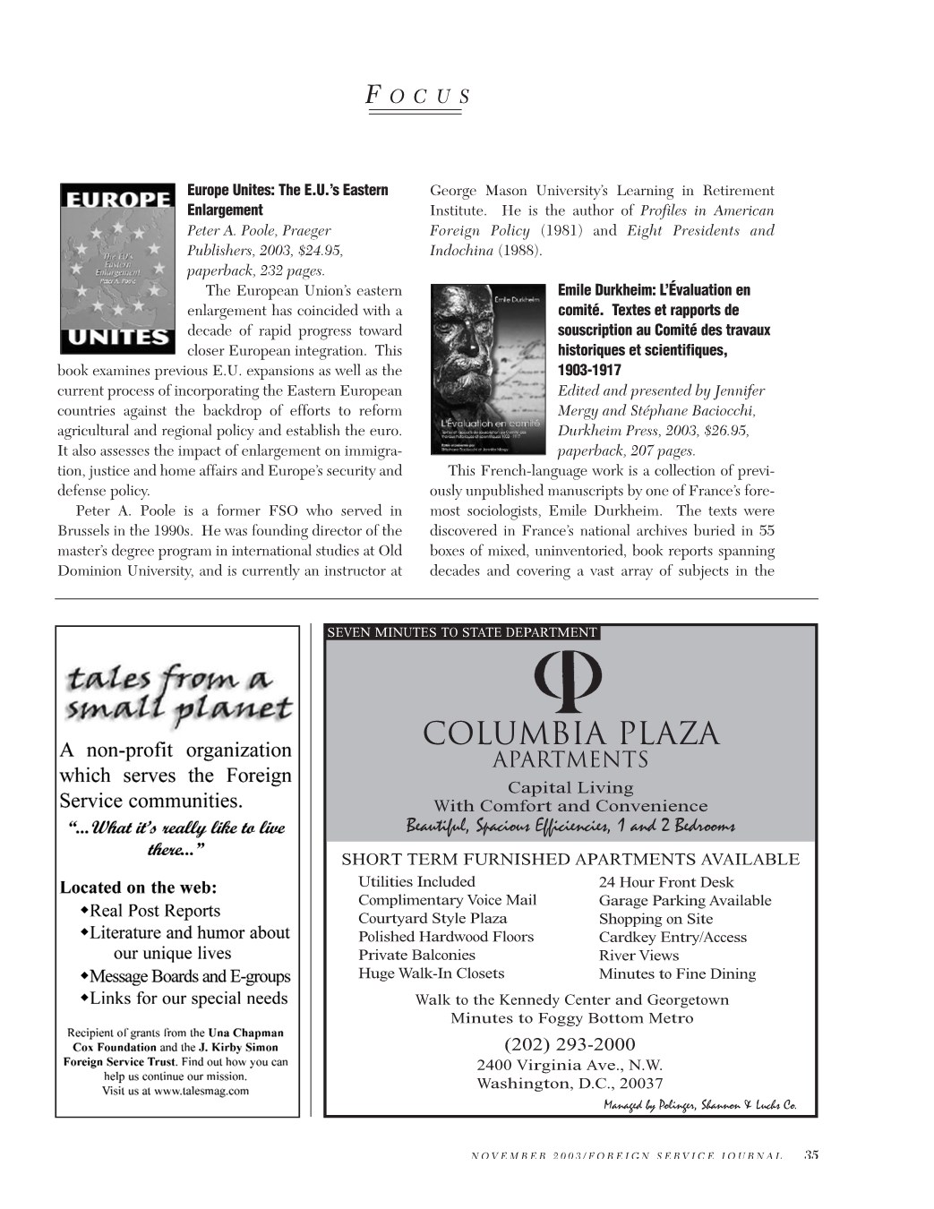 The Foreign Service Journal, November 2003