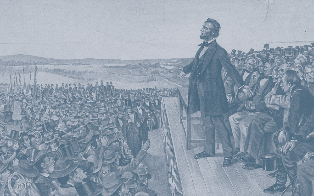 Abraham Lincoln delivers the Gettysburg Address